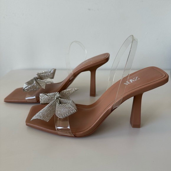 Unworn Zara Crystal Bow Heels - Picture 3 of 6